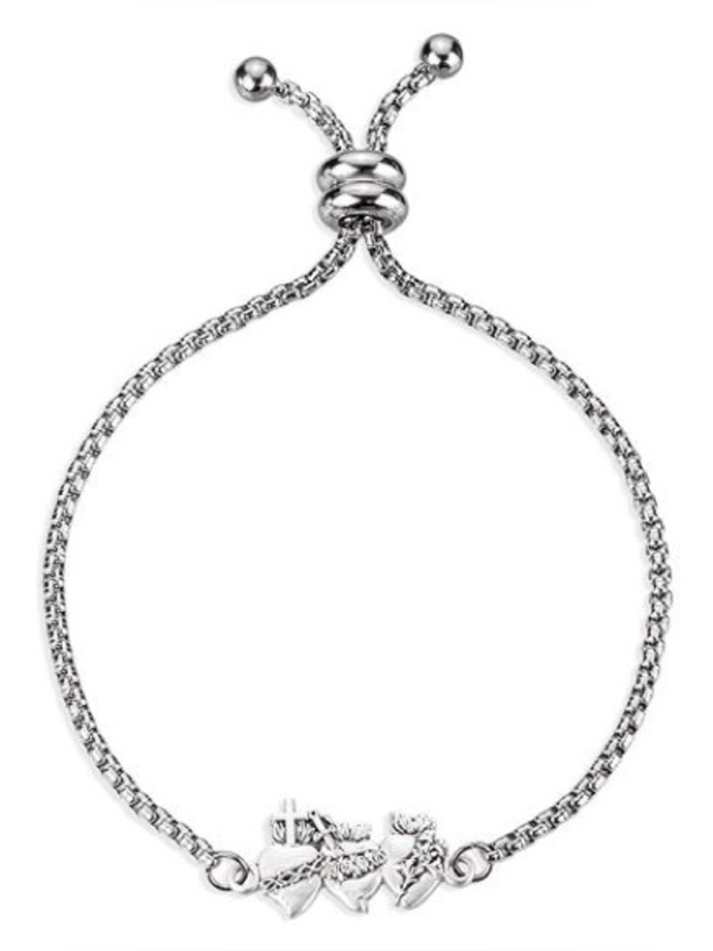 Vintage Three Hearts of the Holy Spirit 925 sterling silver bracelet